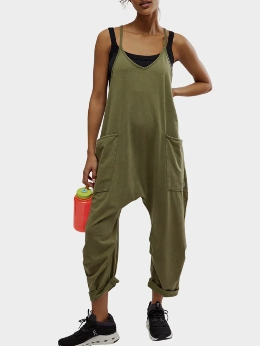 Olive Green Relaxed Jumpsuit Overalls